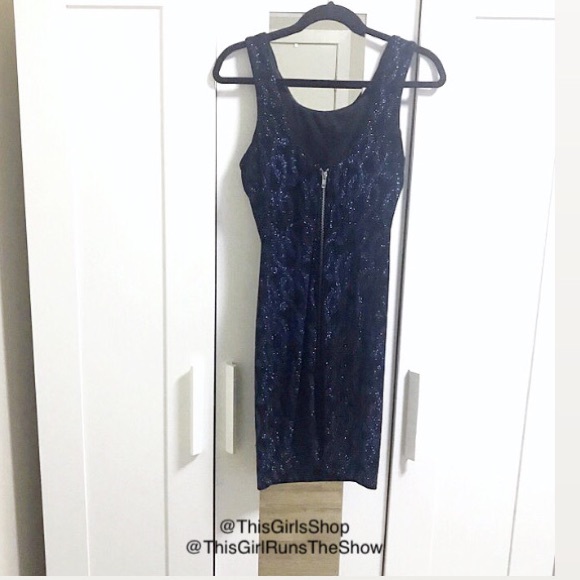 SALE🖤 Sparkling Blue Cocktail Dress - Picture 2 of 3